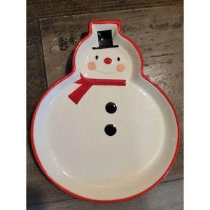 Hallmark Snowman shaped ceramic plate cookie xmas